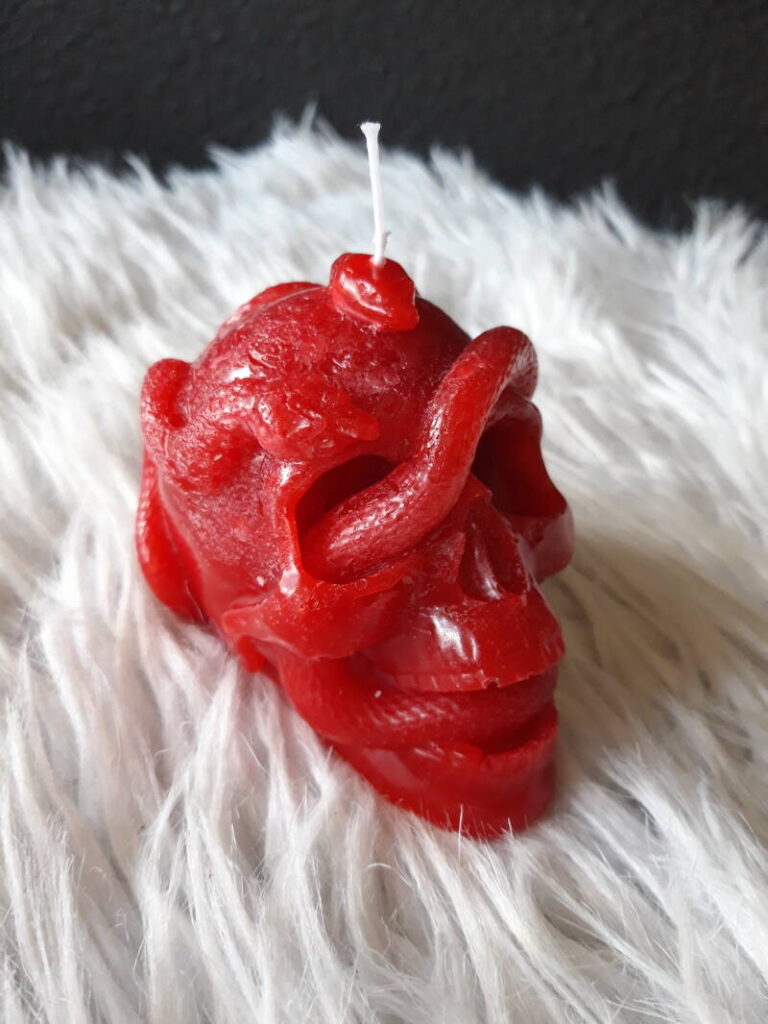 Skull Candle - Kaars - Halloween - Schedel decoratie - Kaarsen- met slang - Afbeelding 5