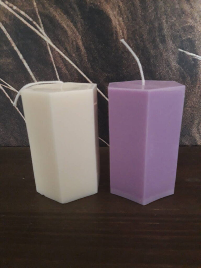 Hexagon kaars – koolzaadwas – 100% natuurlijk- 20 branduren – vegan