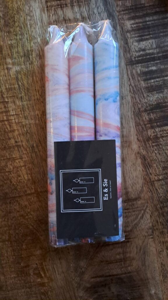 Cadeauset  met 3 marble dinerkaarsen - Afbeelding 3