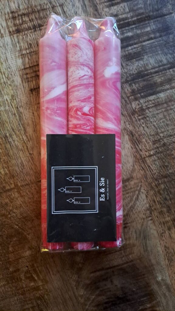 Cadeauset  met 3 marble dinerkaarsen - Afbeelding 2
