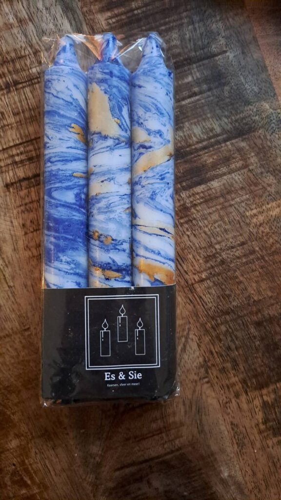 Cadeauset  met 3 marble dinerkaarsen