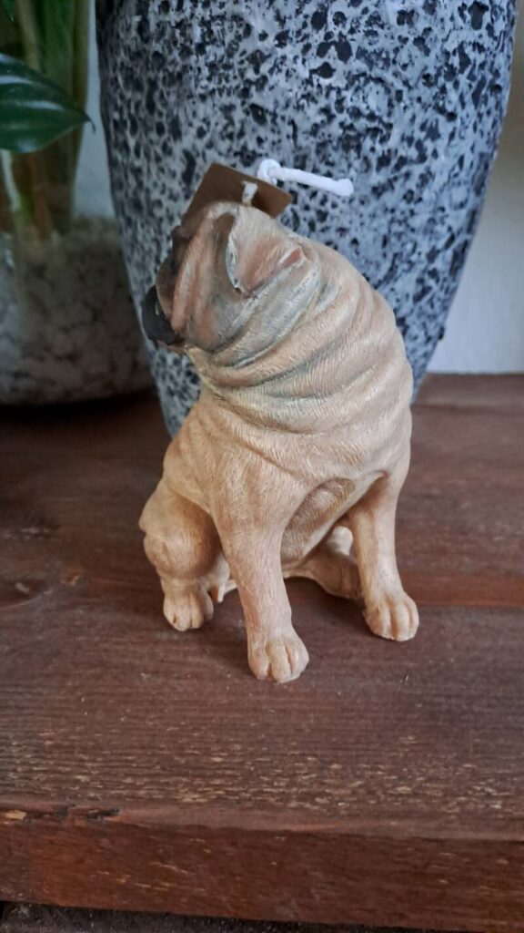 Mopshond kaars- pug- candle - koolzaadwas - handgemaakt - Afbeelding 2