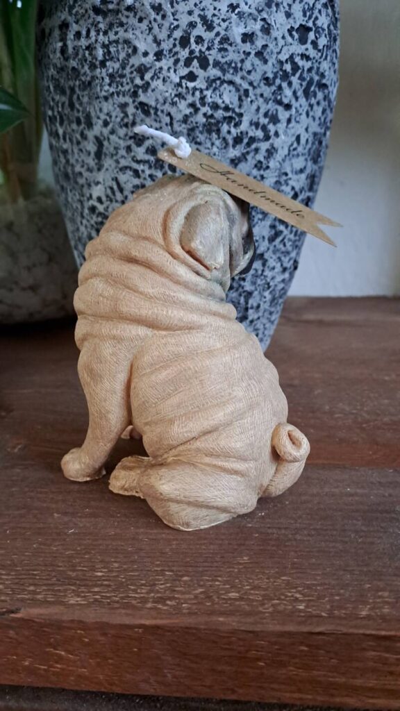 Mopshond kaars- pug- candle - koolzaadwas - handgemaakt - Afbeelding 3