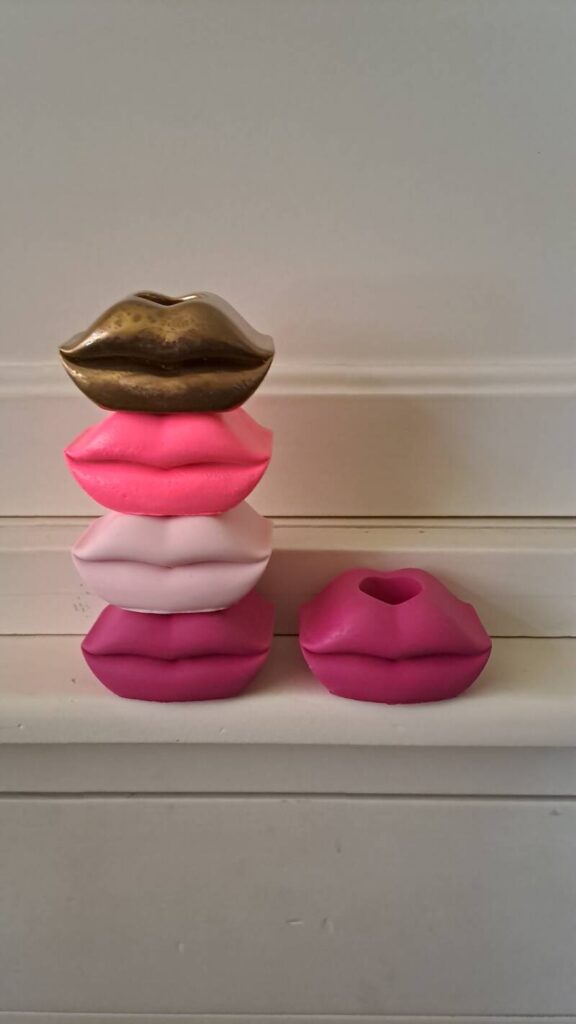Lippen kandelaar- jesmonite-handgemaakt- decoratie - Afbeelding 2