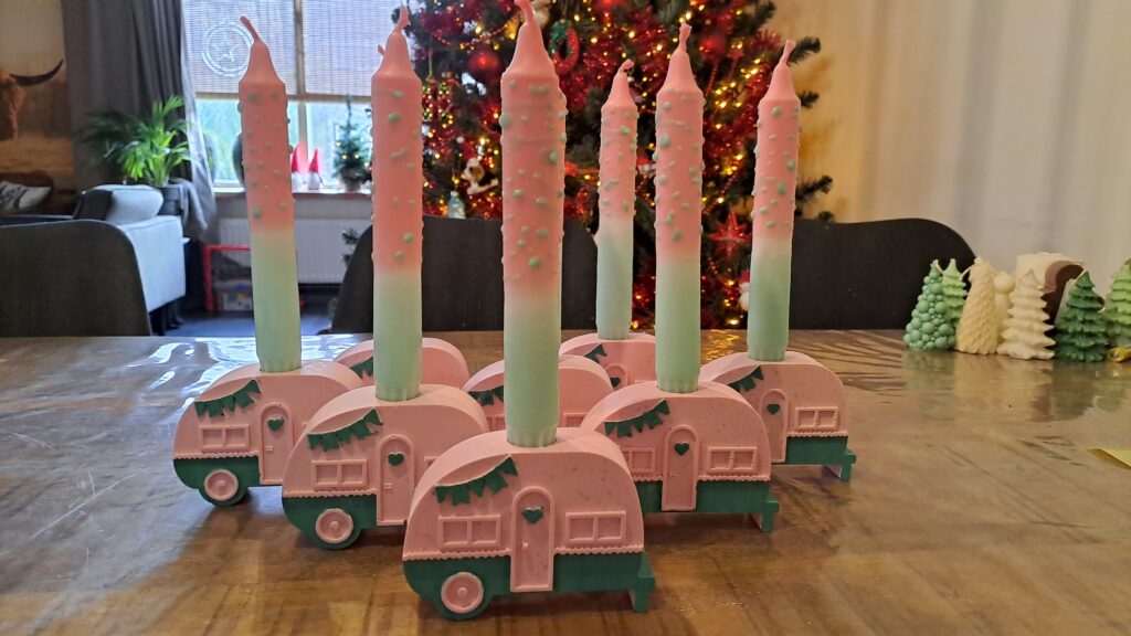 Caravan kandelaar handgemaakt van jesmonite