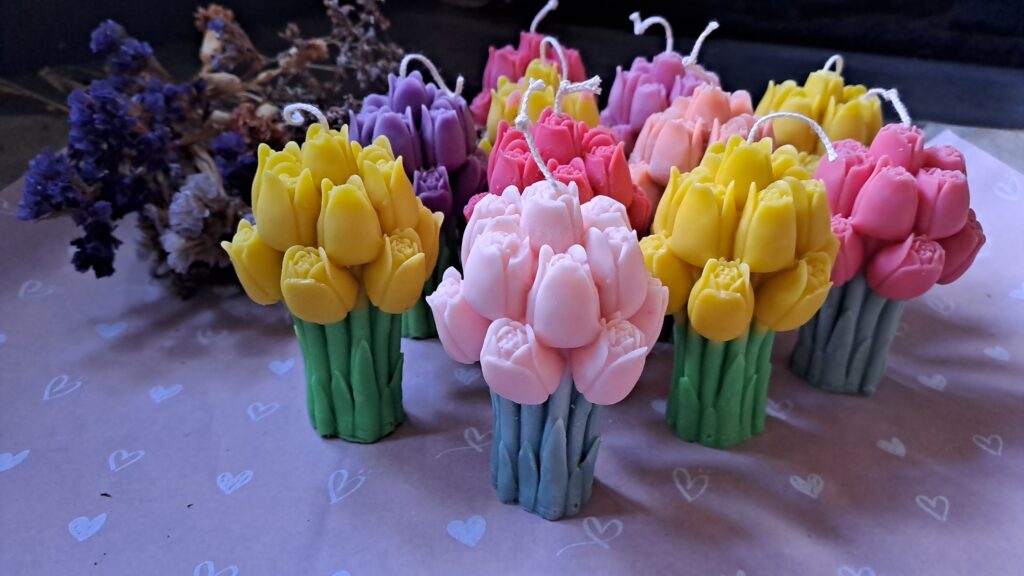 Kaars bosje tulpen- tulips-handgemaakt - Afbeelding 4