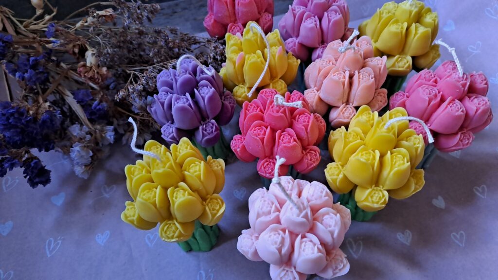 Kaars bosje tulpen- tulips-handgemaakt - Afbeelding 5