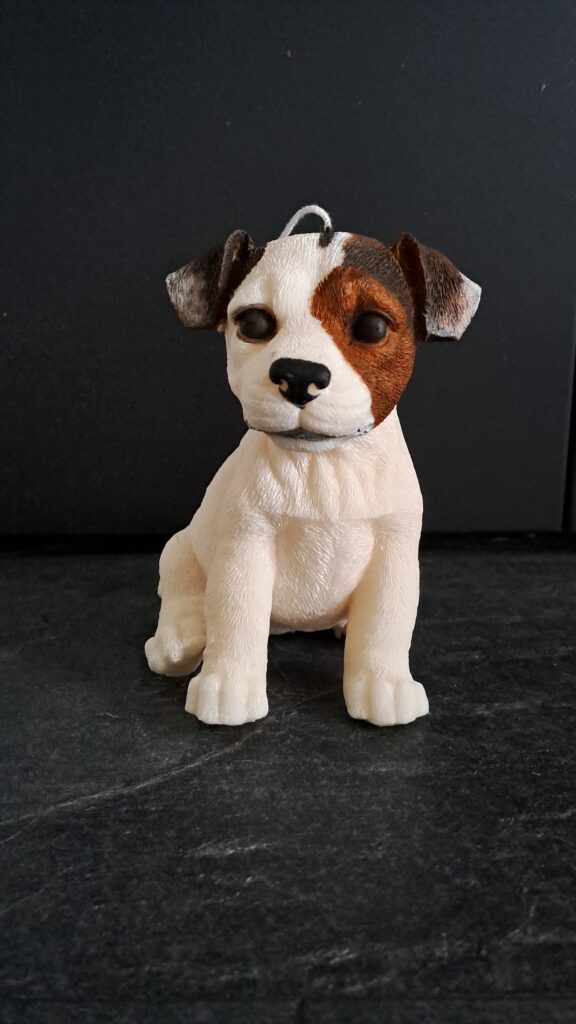 handgemaakte Jack Russel kaars van 100% koolzaadwas
