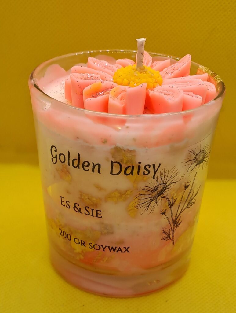 Golden Daisy flower kaars