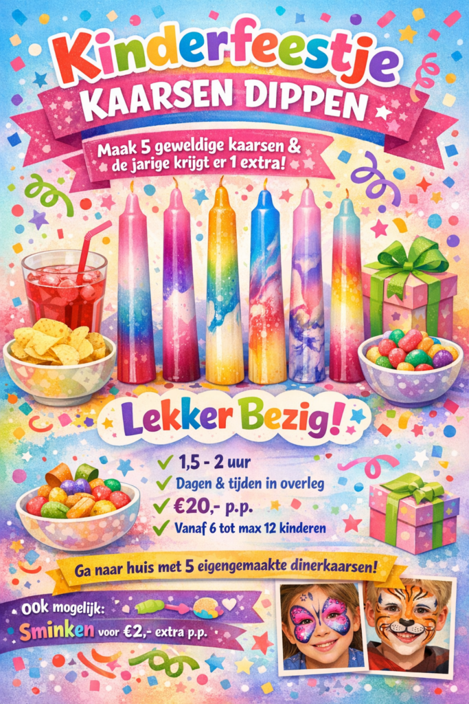 Kinderfeestje Workshop kaarsen maken.