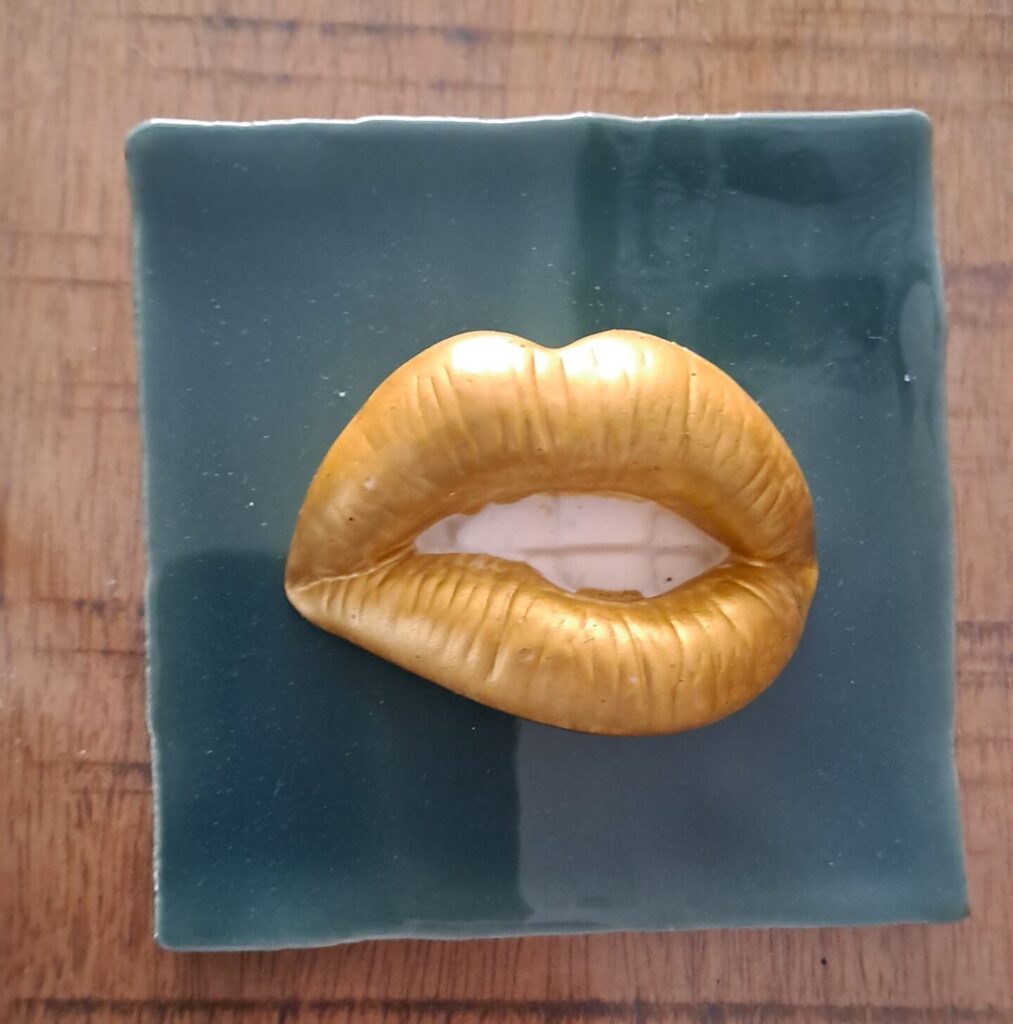 Tegeltje 3D Gouden lippen
