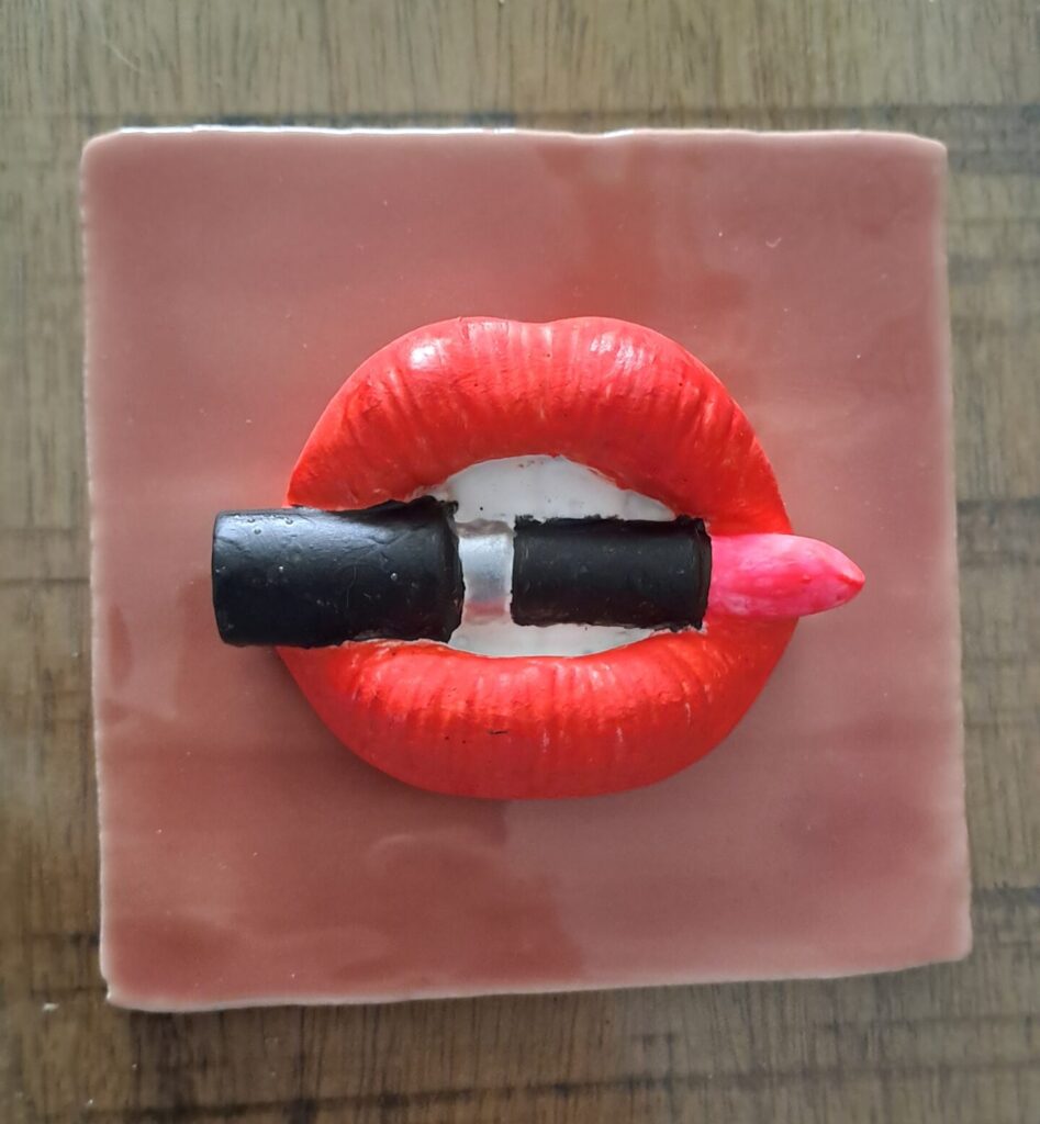 Tegeltje 3D Mond met lippenstift